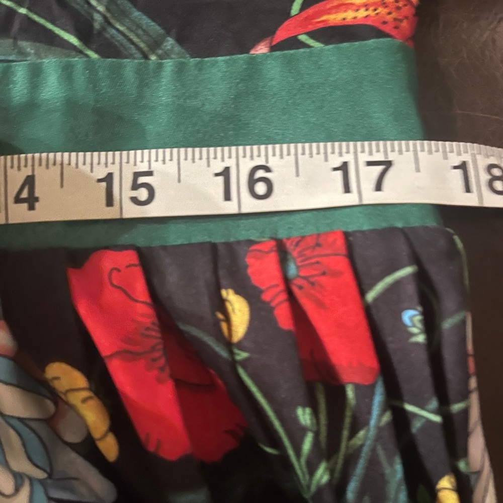 Black Floral Midi Shirt Dress with Green Trim - Picture 13 of 16